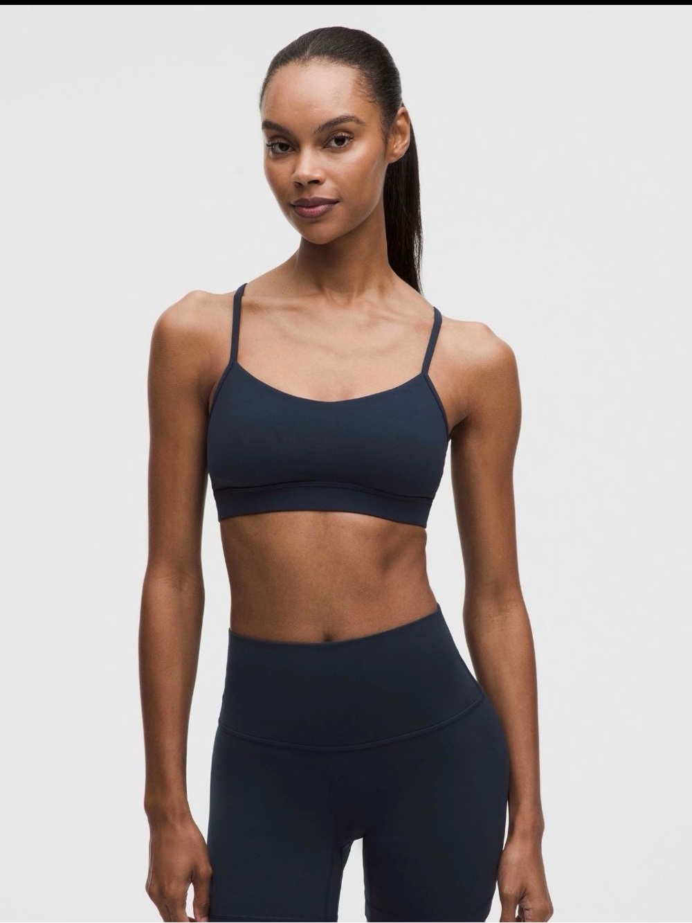 lululemon flow y nulu bra light support in navy color
